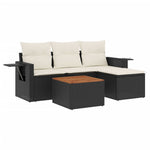 5-Delige Loungeset Met Kussens Poly Rattan Zwart