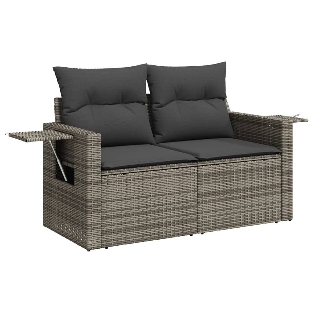 6-Delige Loungeset Met Kussens Poly Rattan Grijs