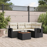 5-Delige Loungeset Met Kussens Poly Rattan Zwart