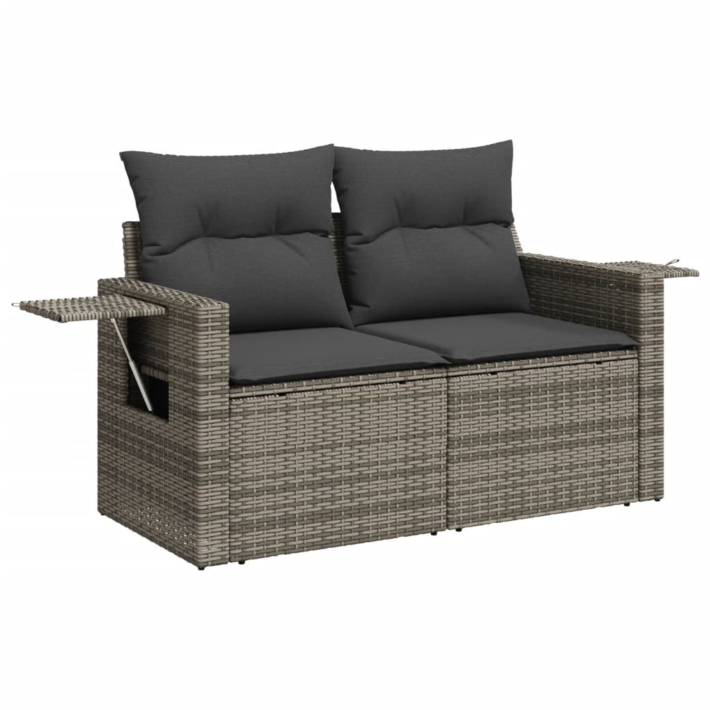 7-Delige Loungeset Met Kussens Poly Rattan Grijs