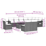 11-Delige Loungeset Met Kussens Poly Rattan Zwart