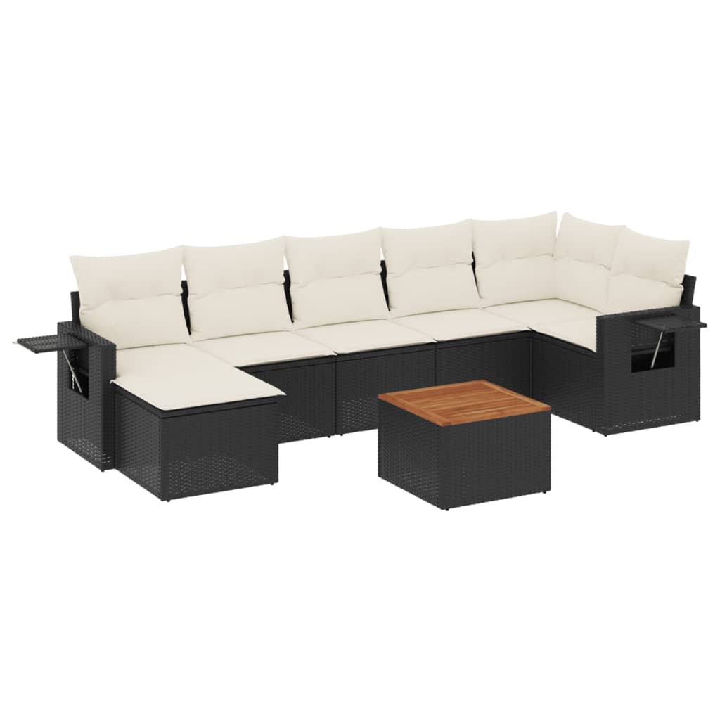 8-Delige Loungeset Met Kussens Poly Rattan Zwart