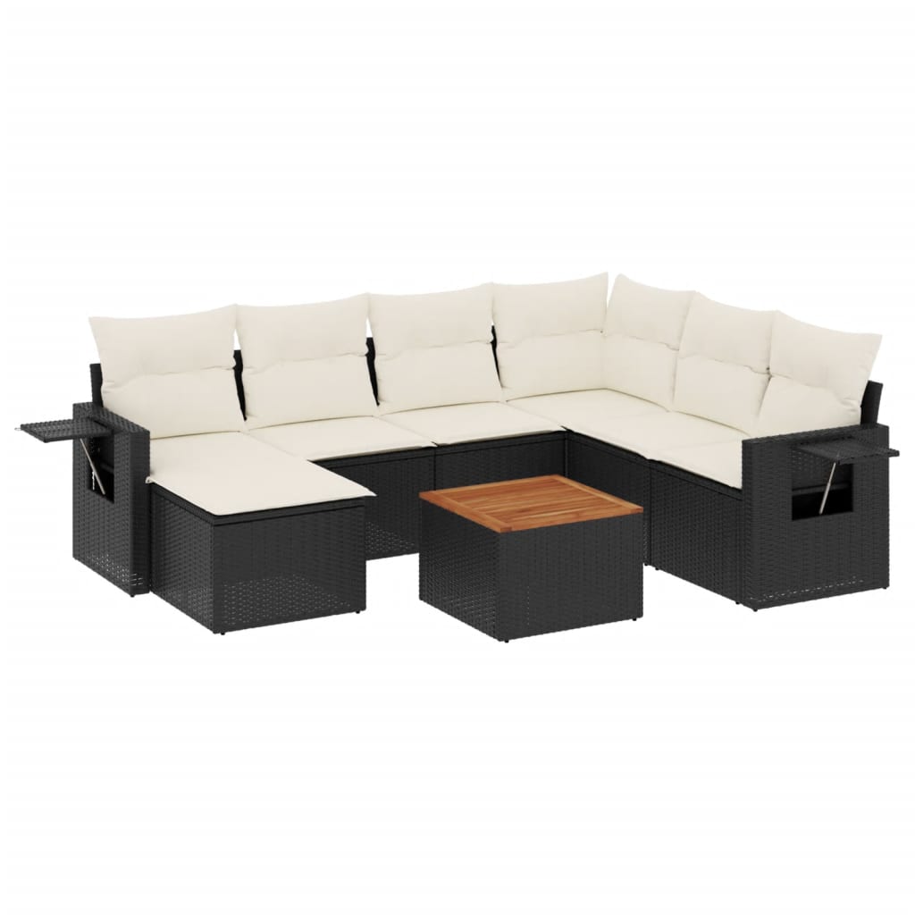 8-Delige Loungeset Met Kussens Poly Rattan Zwart