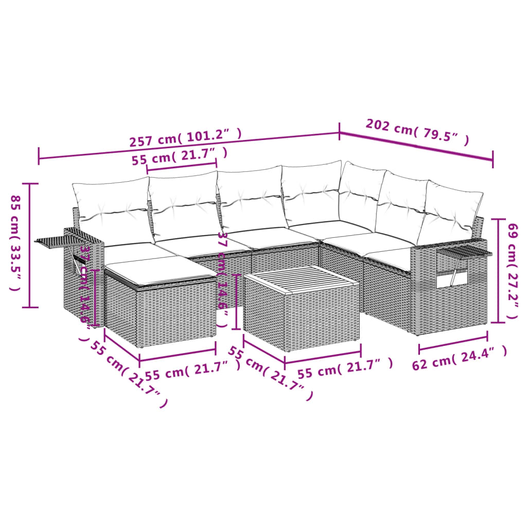 8-Delige Loungeset Met Kussens Poly Rattan Zwart