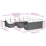 13-Delige Loungeset Met Kussens Poly Rattan Grijs