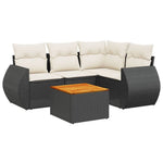 5-Delige Loungeset Met Kussens Poly Rattan Zwart