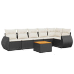 7-Delige Loungeset Met Kussens Poly Rattan Zwart