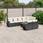9-Delige Loungeset Met Kussens Poly Rattan Zwart