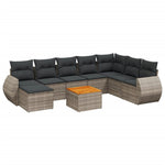 9-Delige Loungeset Met Kussens Poly Rattan Grijs
