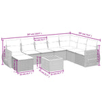 9-Delige Loungeset Met Kussens Poly Rattan Grijs