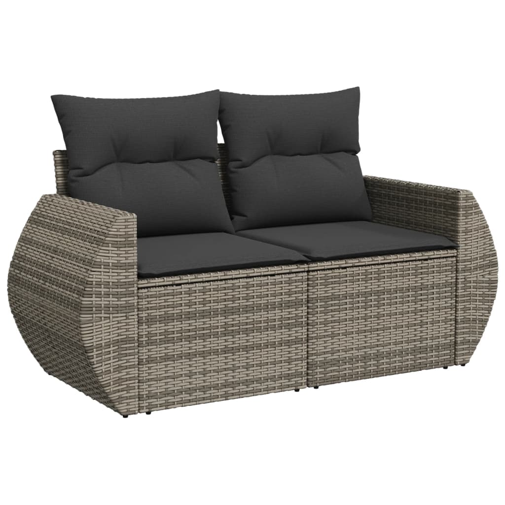 10-Delige Loungeset Met Kussens Poly Rattan Grijs