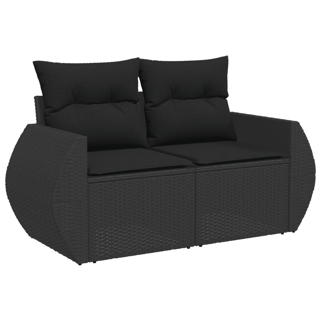 10-Delige Loungeset Met Kussens Poly Rattan Zwart