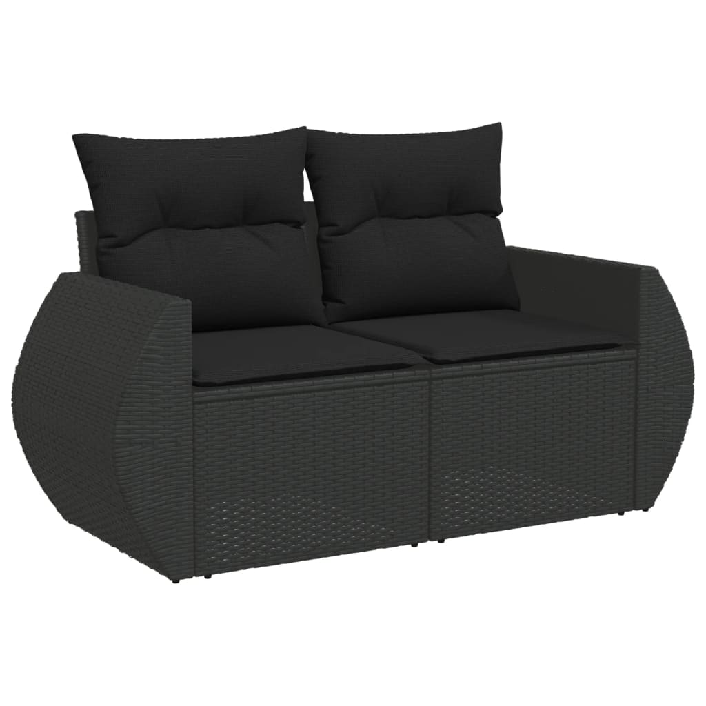 11-Delige Loungeset Met Kussens Poly Rattan Zwart