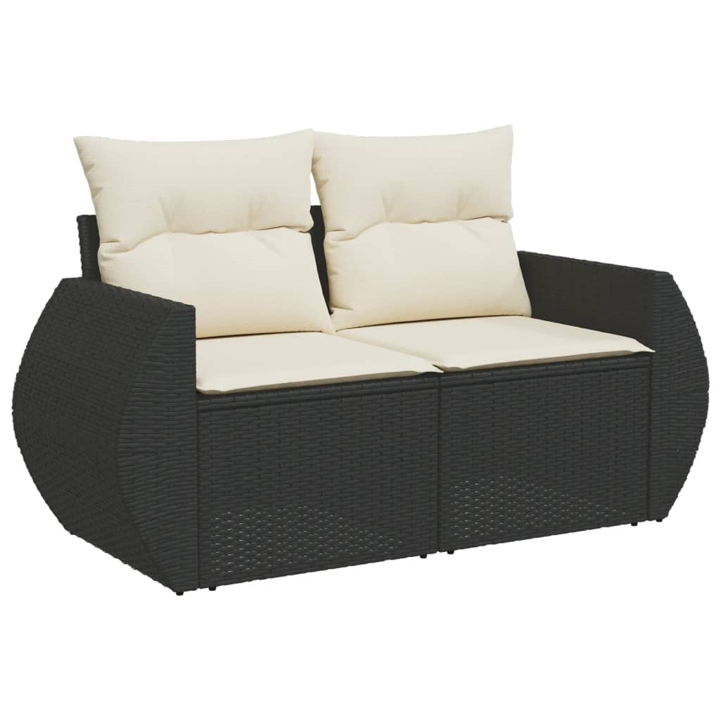 11-Delige Loungeset Met Kussens Poly Rattan Zwart