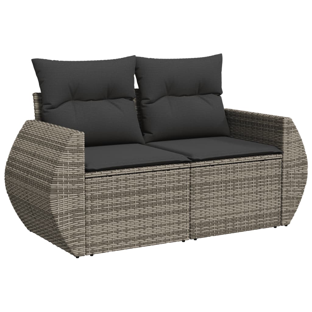 11-Delige Loungeset Met Kussens Poly Rattan Grijs