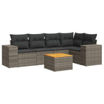 6-Delige Loungeset Met Kussens Poly Rattan Grijs