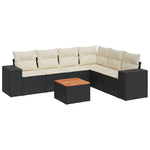 7-Delige Loungeset Met Kussens Poly Rattan Zwart