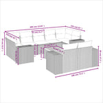 10-Delige Loungeset Met Kussens Poly Rattan Zwart
