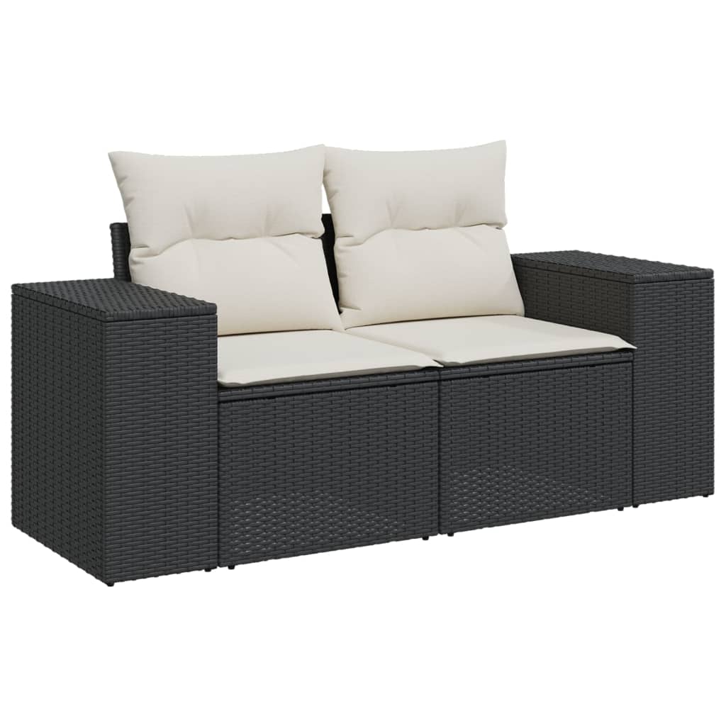 11-Delige Loungeset Met Kussens Poly Rattan Zwart