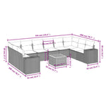 11-Delige Loungeset Met Kussens Poly Rattan Grijs