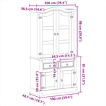 Vitrinekast Corona 100X48,5X179 Cm Massief Grenenhout Gerecycled Hout (Meerkleurig)