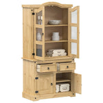 Vitrinekast Corona 100X48,5X179 Cm Massief Grenenhout Gerecycled Hout (Meerkleurig)