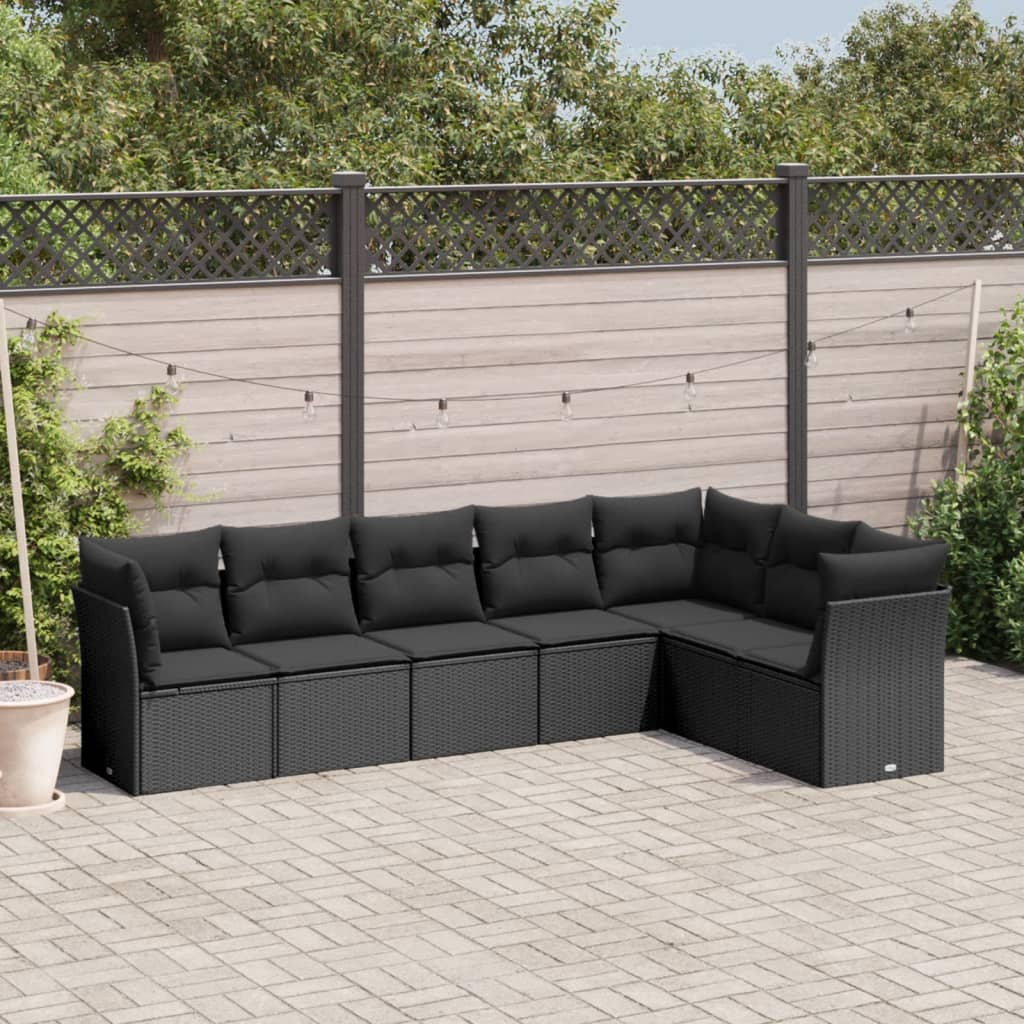 7-Delige Loungeset Met Kussens Poly Rattan