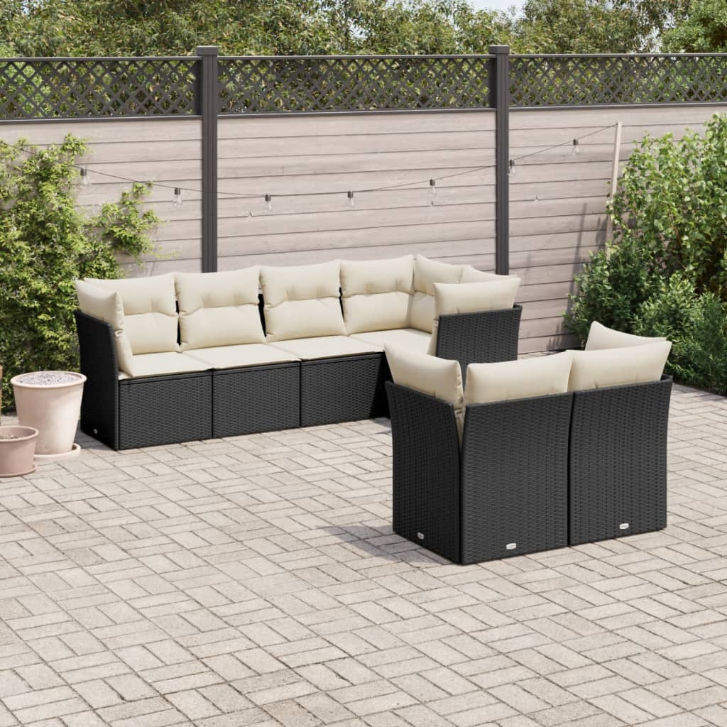 -Delige Loungeset Met Kussens Poly Rattan