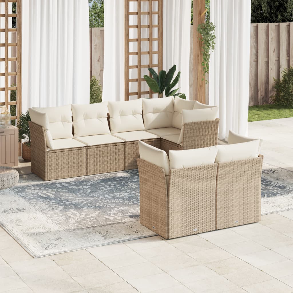 -Delige Loungeset Met Kussens Poly Rattan