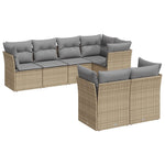 -Delige Loungeset Met Kussens Poly Rattan
