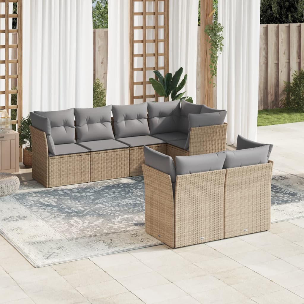 -Delige Loungeset Met Kussens Poly Rattan