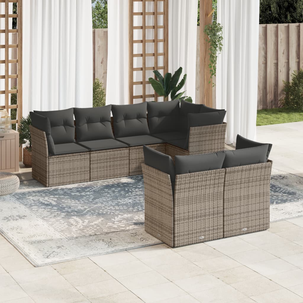 -Delige Loungeset Met Kussens Poly Rattan