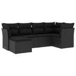 6-Delige Loungeset Met Kussens Poly Rattan Zwart