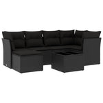 7-Delige Loungeset Met Kussens Poly Rattan Zwart
