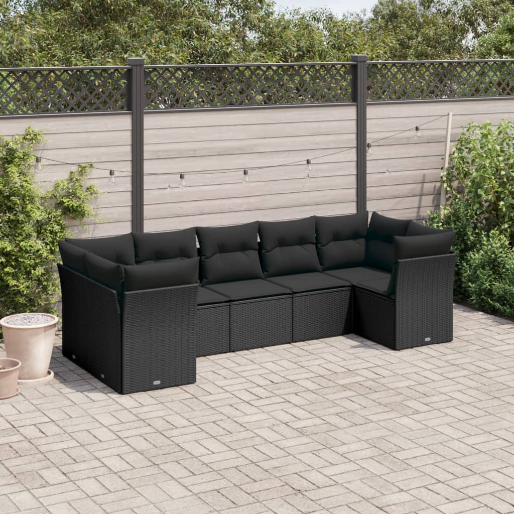 -Delige Loungeset Met Kussens Poly Rattan