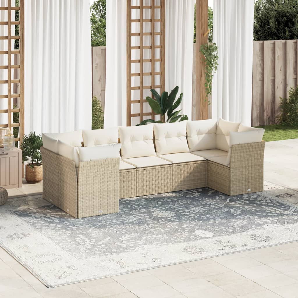 -Delige Loungeset Met Kussens Poly Rattan