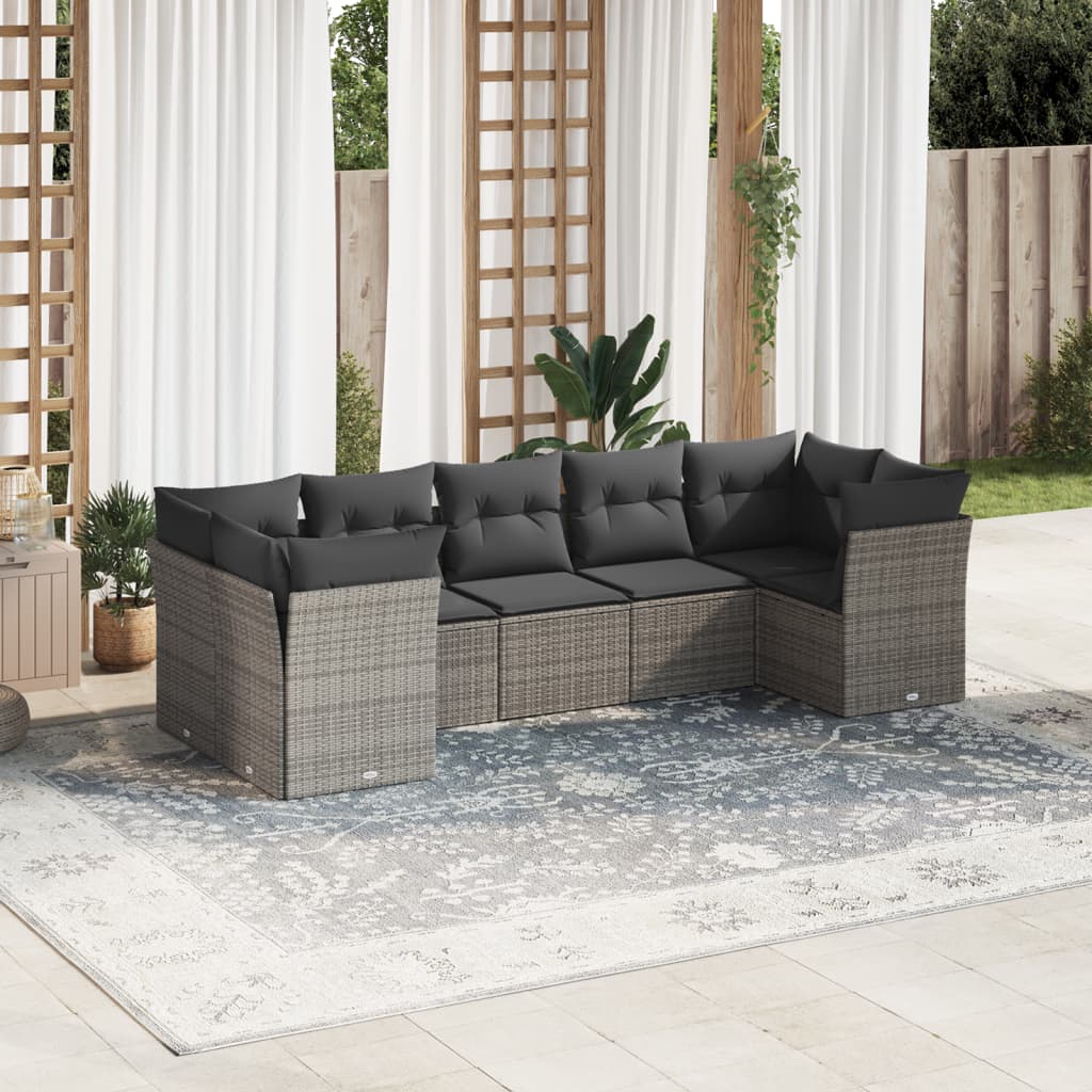 -Delige Loungeset Met Kussens Poly Rattan