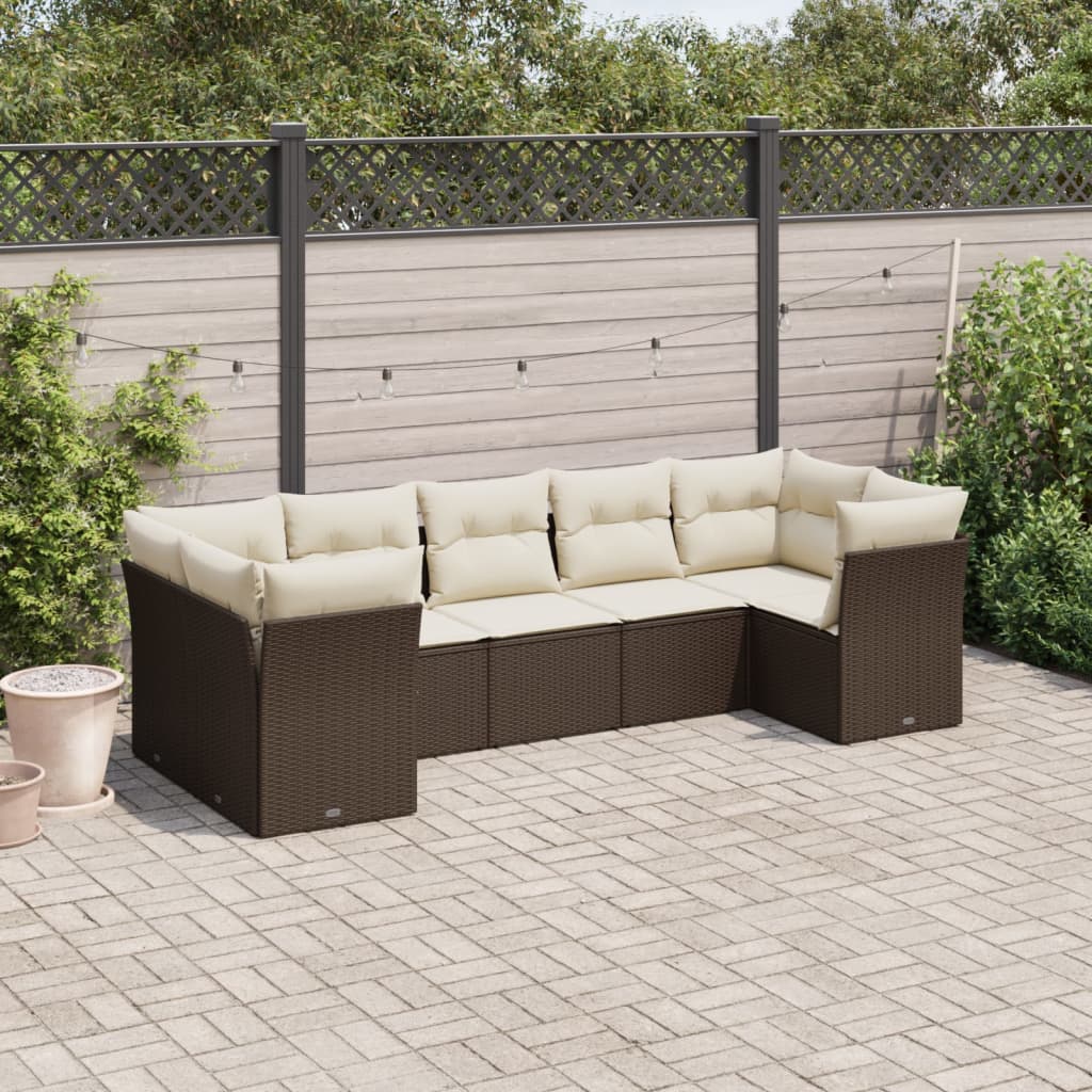 -Delige Loungeset Met Kussens Poly Rattan