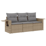 3-Delige Loungeset Met Kussens Poly Rattan Beige