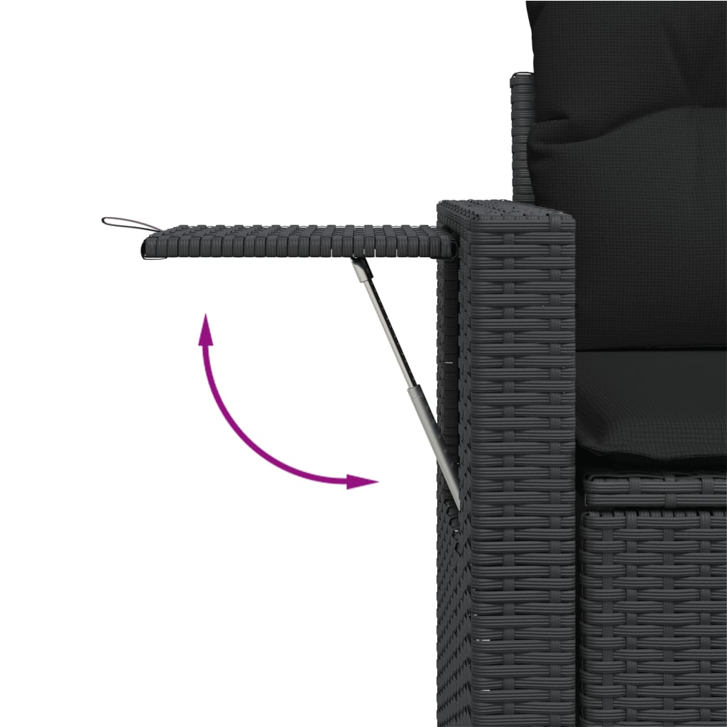 5-Delige Loungeset Met Kussens Poly Rattan Zwart