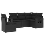 5-Delige Loungeset Met Kussens Poly Rattan Zwart