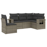 5-Delige Loungeset Met Kussens Poly Rattan Grijs