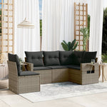 5-Delige Loungeset Met Kussens Poly Rattan Grijs