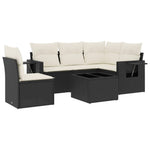 6-Delige Loungeset Met Kussens Poly Rattan Zwart