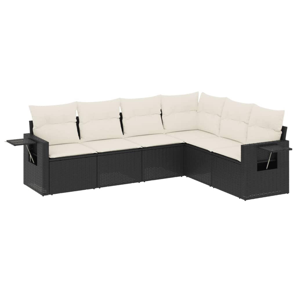 6-Delige Loungeset Met Kussens Poly Rattan Zwart