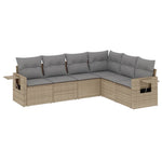 6-Delige Loungeset Met Kussens Poly Rattan Beige