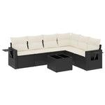 7-Delige Loungeset Met Kussens Poly Rattan Zwart