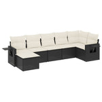 7-Delige Loungeset Met Kussens Poly Rattan Zwart