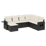 7-Delige Loungeset Met Kussens Poly Rattan Zwart