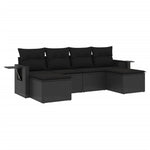 6-Delige Loungeset Met Kussens Poly Rattan Zwart